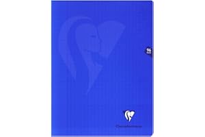 Clairefontaine - Ref 322361C - Notatnik zszyty z boku Mimeys (96 stron) - rozmiar 240 x 320 mm, okładka Polypro, szczotkowany papier welinowy 90 g/m², linijka Séyès - granatowa okładka