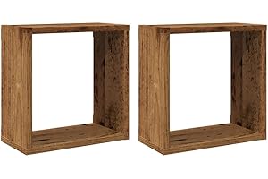 vidaXL Étagères Cube murales 2 pcs Vieux Bois 30x15x30 cm, Stockage en Forme de Cube, Organisateur en Forme de Cube, étagère Flottante