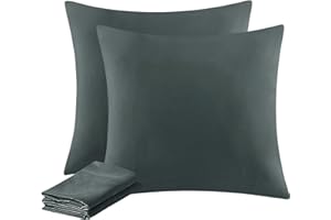 ‎AISBO Aisbo Kissenbezug 80x80 2er Set - Kopfkissenbezug 80 x 80 Anthrazit mit Reißverschluss aus Mikrofaser, ÖKO-TEX Pillow Cover 80x80cm, Weich und Bügelfrei