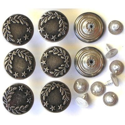 8 Stück Metallknöpfe / Jeansknöpfe altsilber nähfrei im Polybeutel. m-as-19 - 3