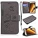 Produktbild CE-Link für Samsung Galaxy A3 2017 Handyhülle Hülle Ledertasche Schutzhülle Leder Huelle mit Grau Schmetterling Blumen Stand Halter Magnetverschluss Wallet Case Inner Weiche Silikon Backcover
