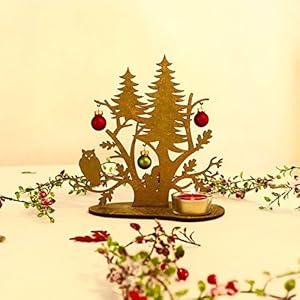 Tischlicht | Weihnachtsdeko | Tisch Dekoration | Eule | 20 x 20 cm