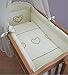 Baby All Round Crib Bumper 260cm Long Covers 4 Sides of Cradle 90x40cm Embroidery ("Heart" - Cream)