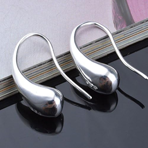 Lanaso Water Drop Fishhook Earrings Sterling Silver Stud Earrings Ear Cuff Earrings