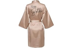 JPHCHSC Hochzeit Party Team Braut Robe Buchstaben Kimono Satin Pyjamas Brautjungfer Bademantel