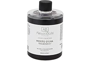 AB Alessio Boltri Luxury | Ricarica per Diffusori a Bastoncini Profumati Ambiente | Fragranza Mosto D'uva | 500ml Lunga Durata (4 Mesi) | Ricambio Olio Essenziale Made in Italy.