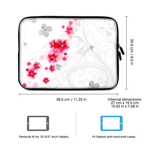 SIDORENKO Tablet PC Tasche f  r 10 - 10 1 Zoll   Universal Tablet Schutzh  lle   H  lle Sleeve Case Etui aus Neopren  Rosa   Wei  