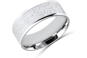 ANELLISSIMO Anello Preghiera Padre Nostro in Latino Uomo Donna in Acciaio 316 L -