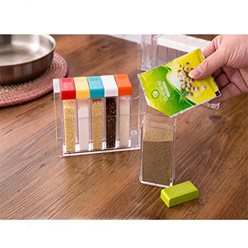 6/Set Spice Shaker Würze Flasche, jar Gewürz Container mit Tablett, klar Würze Rack Gewürzbehälter, Aufbewahrung Rack Küche Zubehör – Multi Farbe - 6