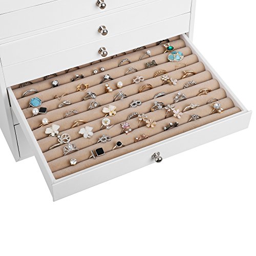 Songmics Muttertagsgeschenk Schmuckkästchen Uhrenkoffer Schmucklade 10 Schichten mit Schubladen JBC10W - 4