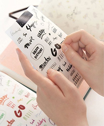 Set von 8 Blatt Deco Craft Wörtern Aufkleber Tagebuch Papier Aufkleber Scrapbooking Geschenk - 6