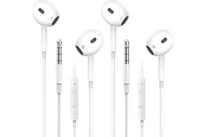 EOUOKU 3.5mm Jack In Ear Headphones 2 Pack Earphones Wired Noise Isolating Wired Earbuds, Built-In Microphone & Volume Control Compatible With Iphone Ipad Laptop Mp3 Mp4 Samsung Android and Other Devices