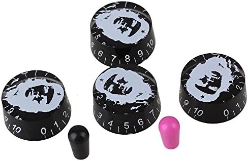 Yibuy Black Polypropylene Speed Control Knobs Buttons with White Person Head Set of 4