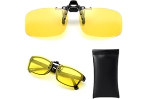 QOMJUFA Occhiali polarizzati a clip per la guida notturna, gialli, antiriflesso, ultraleggeri, per uomo e donna