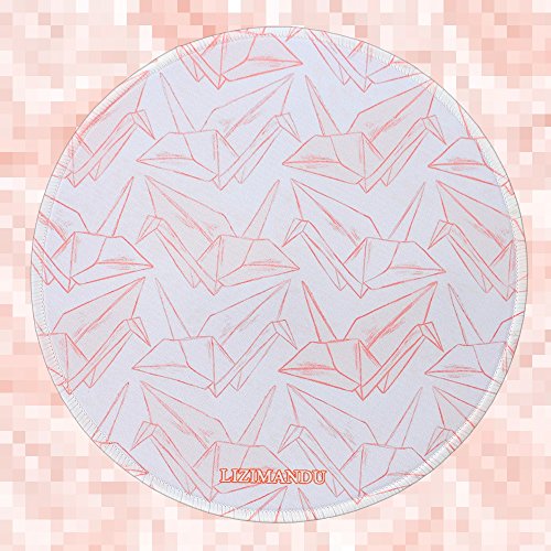 Gaming Mauspad(250 x 250 x 3 mm) ,Lizimandu Silent Designer Runde Round Mousemat /Standard Size mit Anti-Rutsch-Leder-Runde Double Sided Durchmesser 25 cm für alle gängigen Mouse-Typen(Rosa Kranich/Pink Crane) - 4