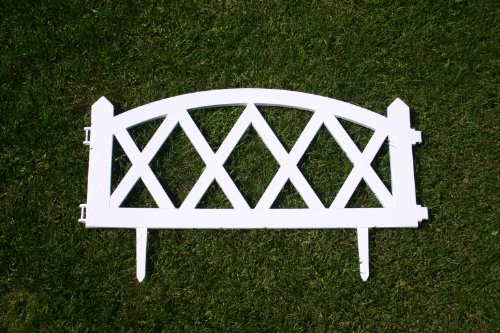 Frühlingsangebot Set Zaun Rasenkanten Beeteinfassung Palisade Beetumrandung Garten Rasen Zierzaun Gartenzaun in weiß zu 2,40 m - 9