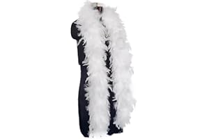 YREYBN White Feather Boa, 40 Grams 2MWhite Feathers, Feather Boas Whites Feather Boa Turkey Feathers for Dancing, Carnival,Christmas,Wedding Centerpieces,Costume,Concert and Home Decoration (White)