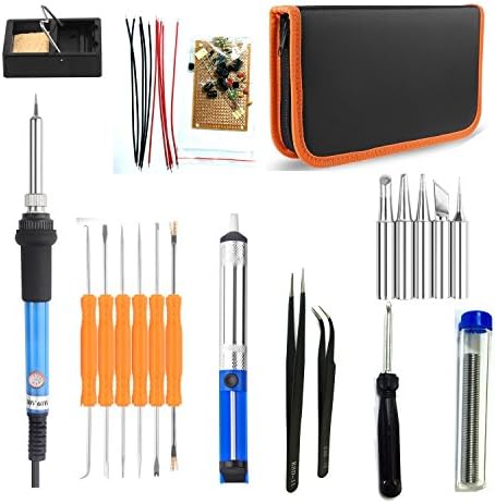 shrxy Soldering Iron Kit 19-in-1 Best Electric Tool For Electronics 60W Adjustable Temperature Welding Soldering Iron with case and Tester DIY Kit