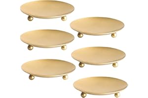 SUNBEAUTIFUL 6 pcs Portacandele Rotondo in Ferro,Dorate Portacandela in Metallo piedistallo,Supporto Vintage Porta Candele,per candele e candele a LED con un diametro di 6,8 cm,coni di incenso,spa e matrimoni.