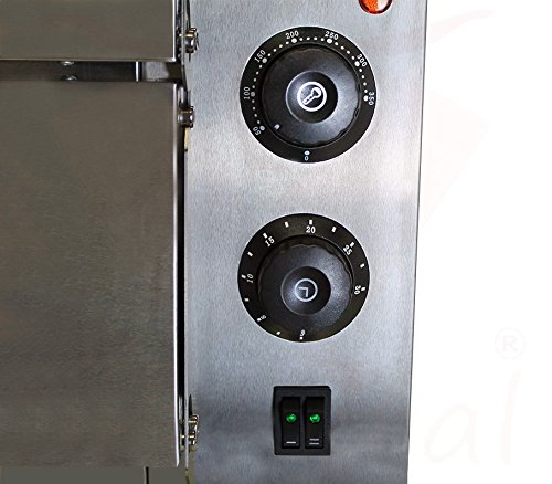 Beeketal „BPO33-2“ Profi Doppel Kammer Pizzaofen mit 2x 400×400 mm Schamottstein Backflächen, Gastro Steinbackofen für Pizza, Brot und Backwaren, Leistung 3000 Watt, Ofen Temperatur bis zu 350°C (Ober- und Unterhitze getrennt regelbar), Pizzabackofen mit Glastüre und Innenbeleuchtung, inkl. Reinigungsbürste und Pizzaschaufel - 4