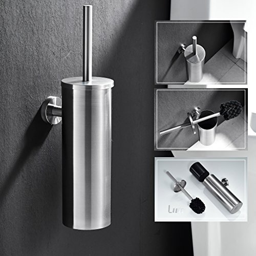 Auralum Edelstahl WC-Bürstenhalter Klobürstenhalter Garnitur mit Klobürste/ WC Bürste/ Toilettenbürste + Standfuß - 8