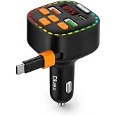 Bluetooth 5.3 FM Transmitter, Dahili Type-C Kablolu &Ccedil;ift USB 3.1A Ara&ccedil; Şarjı, Eller Serbest G&ouml;r&uuml;şme, MP3/WMA/FLAC ve TF Kart 