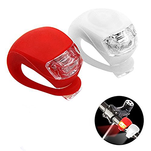 LED Silikon Clip-On FahrradBeleuchtung Bicycle Bike Leuchten Wasserdicht Leuchten 1 Weiße und 1 Rote Leuchte