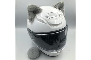 SYSUII Motorradhelm Dekoration,2 Stück Motorrad Helm-Ohren + Schwanz Dekorations Süßer Plüsch Katzenohrform Dekoration Aufkleber Persönlichkeit Plüsch Katzenohr Helm-Ohren für Rolle Motorradhelm