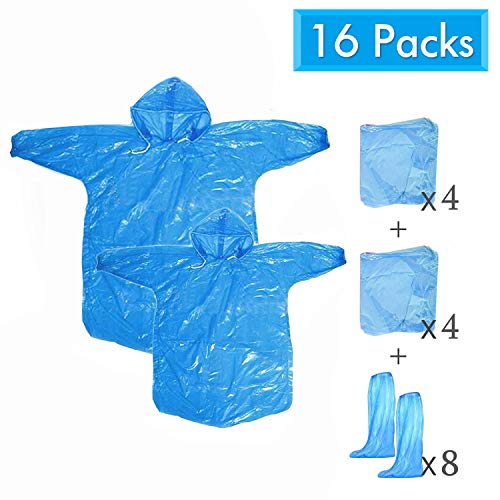 HUABEI 16 Piezas poncho impermeable familia, Perfecto para Festivales Tema, Senderismo, Montañismo,Pesca, Campamento