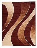 TEPPICH WOHNZIMMER DESIGNER WELLEN MUSTER MELIERT IN BRAUN CREME NEU S – XXL (300 x 400 cm) - 2