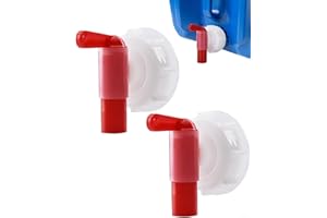 HUVZOR 2 pièces robinets de dosage DIN61 - Robinet d'écoulement/robinet doseur pour bidon de 15 à 60 litres - Bidon blanc/rouge (filetage DIN 61)