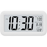 JASIFS Digital Alarm Clock Table Clock for Students, Home, Office, Corporate with Automatic Sensor, Date & Temperature. (Whit