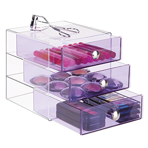 mDesign Schubladenbox – die Aufbewahrungsbox mit drei Schubladen, beispielsweise als Kosmetik Organizer oder Schreibtisch Organizer - 3