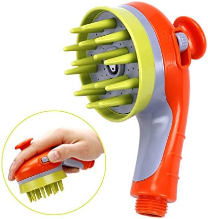 Pet Bath Massage Brush, Lauva Pet Washing Sprayer+Massager+Grooming 3 in 1 Water Saving Handheld Shower Head for Dog Puppy Cat Horse Pony (Orange)
