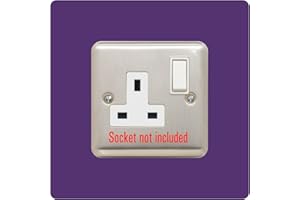 EWOLDS Single Socket Surround | Square | Acrylic Back Panel or Finger Plate | Light Switch Plug, Font Colour:Purple