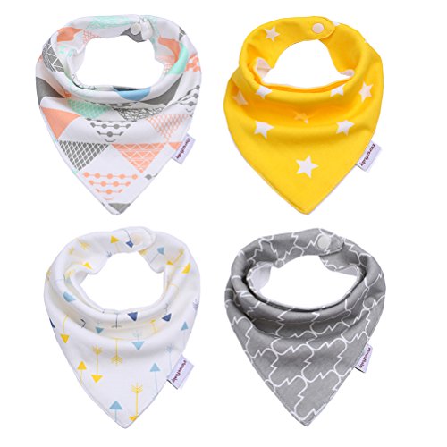 Storeofbaby bebé Baba baberos del pañuelo para Niños Niñas dentición, alimentación, absorbente estupendo 100% de algodón, se ajusta a bebés y niños pequeños recién nacido (paquete de 4)