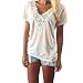 Produktbild DEELIN Bluse Damen Sommer Elegante Spitze Weste Top Kurzarm Casual Tank Tops T-Shirt (5XL, Weiß)