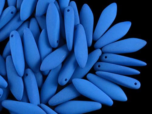 Czech Glass Dagger Beads Estrela NEON (UV Active) 15x5mm Blue - 30 Pieces