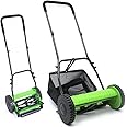 ZYTSHOP 16-Inch Hand Push Lawnmower, Adjustable Cutting Height, Removable Grass Catcher with 40cm Cutting Width, Cutting Height of 13 to 33 mm for Small Gardens