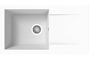 Respekta Denver Mineralitespüle in Weiß / 1 Becken Einbauspüle in 78 x 44 cm / Spülbecken geeignet für Unterschränke ab 45 cm Breite