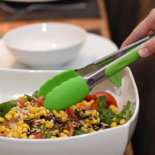 Hebaar – universelle Küchenzange Silikon & Edelstahl rostfrei 2er Set | Grillzange Pfannenwender Bratenwender Nudelzange Fleischzange Kochzange Greifzange Salatbesteck Gebäckzange Grillbesteck Wender - 5