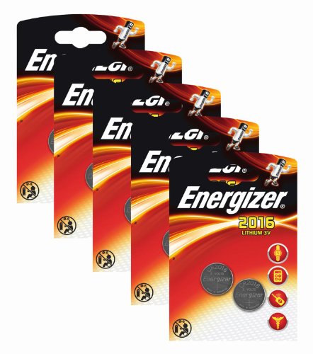 Energizer - Batteria originale a bottone, litio CR 2016, 3 V, 5 Confezioni da 2 pezzi