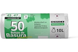 Bolsas de Basura, Bolsa Basura Resistente para Cubos Basura 10L, Antigoteo, Bolsas Ideales para Papelera de Baño, Oficina o Cocina, Apta Todo Tipo de Desechos, 45x47 cm - Ofituria (50 bolsas, 10L)