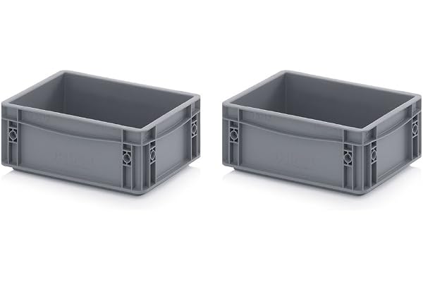 Auer Packaging 2 x eurobehållare 30 x 20 x 12 grå inkl. gratis tumstock set om 2