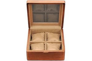 GENERIC Caja de Reloj Caja de Relojes Caja para Relojes Caja De Reloj De Madera Con Cubierta Superior De Vidrio Transparente, Caja De Reloj De Almacenamiento De 4 Dígitos Estuche Relojes