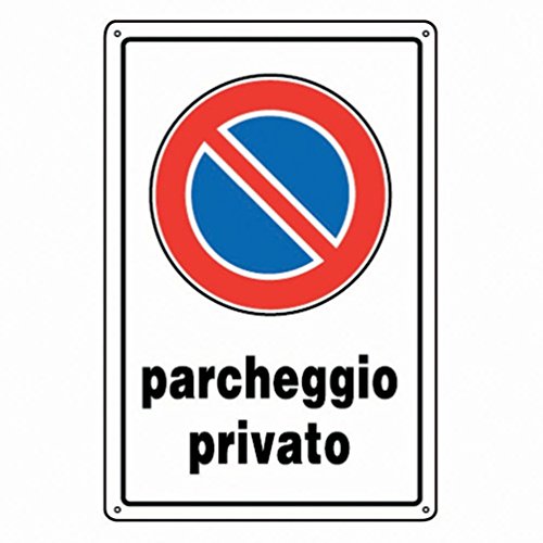 Preisvergleich Produktbild Irpot – Halteverbot-Schild aus Kunststoff mit italienischer Aufschrift "Parcheggio privato" (Privatparkplatz), 3 Stück
