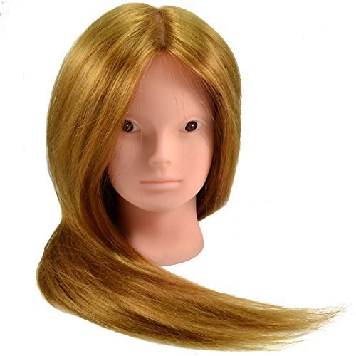 Neverland Professional 22" 60% Real Human Hair Hairdressing Equipment Styling Head Doll Mannequin Training Head Tools Braiding Cutting Student Practice Makeup Model with Clamp by Neverland