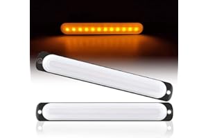 Teguangmei 2PCS Barre Lumineuse Stroboscopique D'urgence 12-LED Montage en Surface Balise Danger Avertissement Clignotant Lumière Stroboscopique Pour Camion Remorque Voiture Côté Lumière 12-24 V Ambre