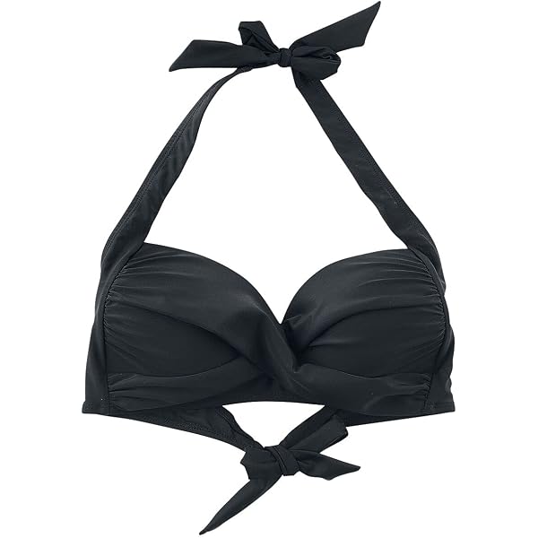 Black Premium By EMP Bikinioberteil – Schwarz, Mit Totenkopf & Rosen-Print, Vorgeformte Cups, Normale Passform