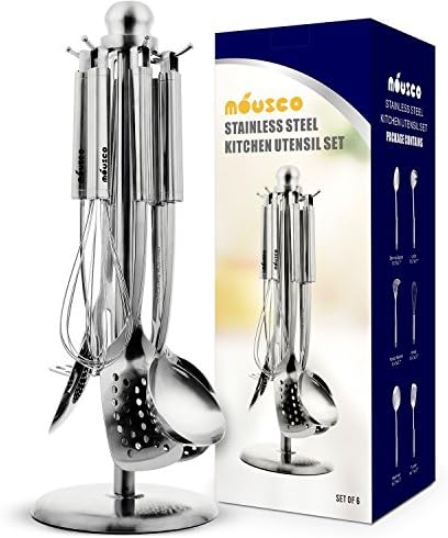 Kitchen Utensil Set Stainless Steel Cooking Utensil Set With Organizer Holder Stand, 6 Pieces From Miusco